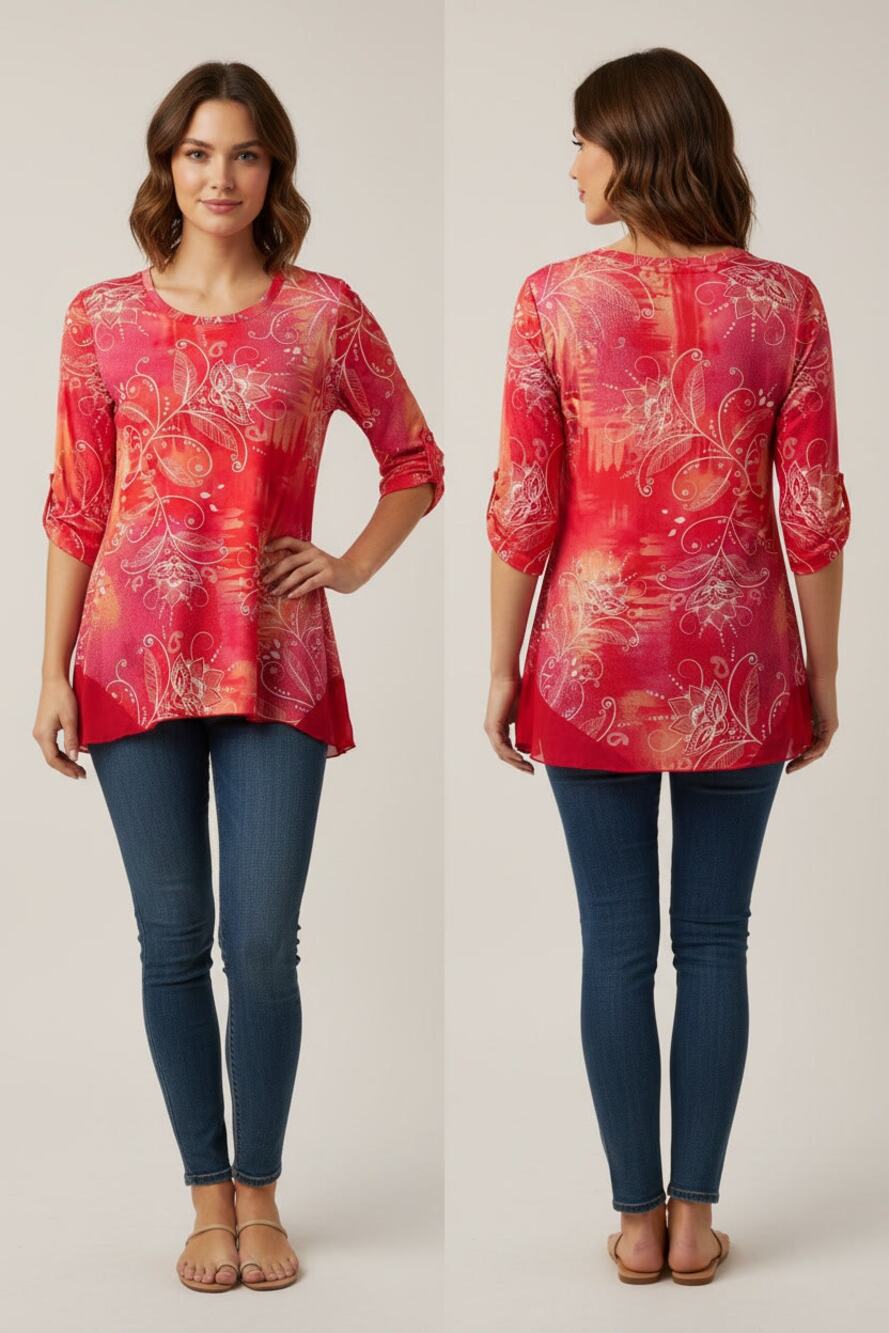 1386 - Indigo Soul Sf Bright Print Shark Bite Pink - Small - NWT